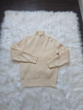 J. Crew Cream Ruffle Turtleneck Sweater